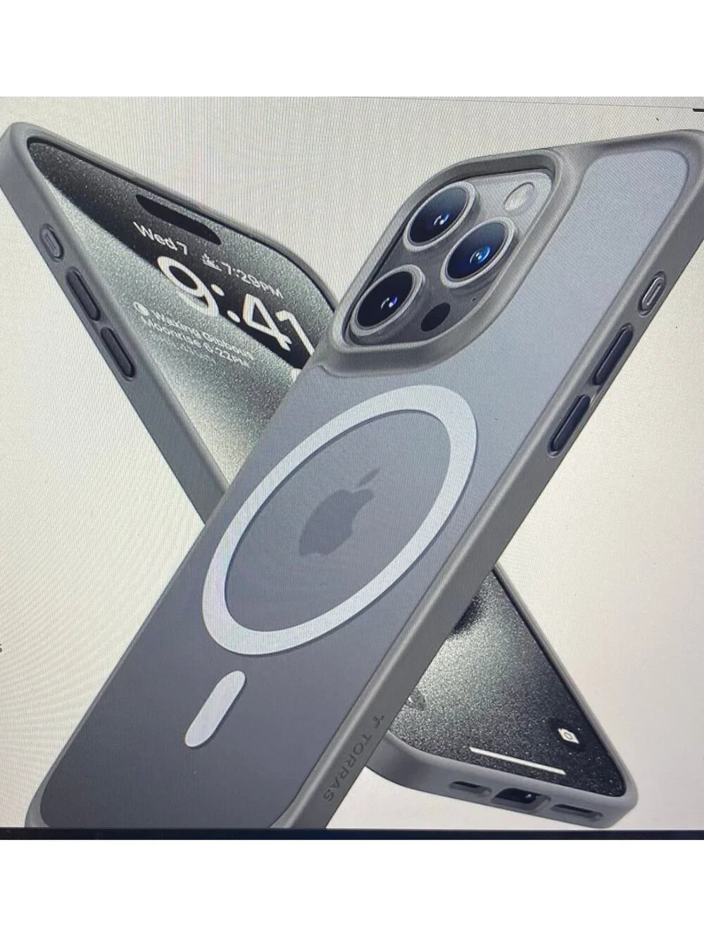 Torras Magnetic Slim Case for iPhone 15 Pro Max Grey